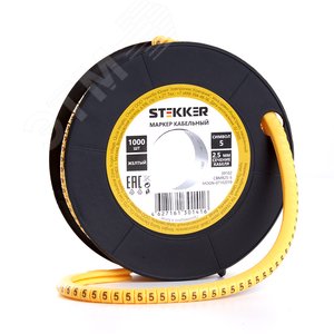 Кабель-маркер 5 для провода сеч.4мм, желтый (500шт в упак) Stekker
