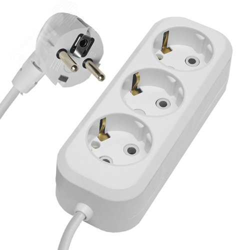 Изображение товара Удлинитель 3-местный с/з 3x0.75 2м Home HM01-31-02 У10-002 белый (шт)