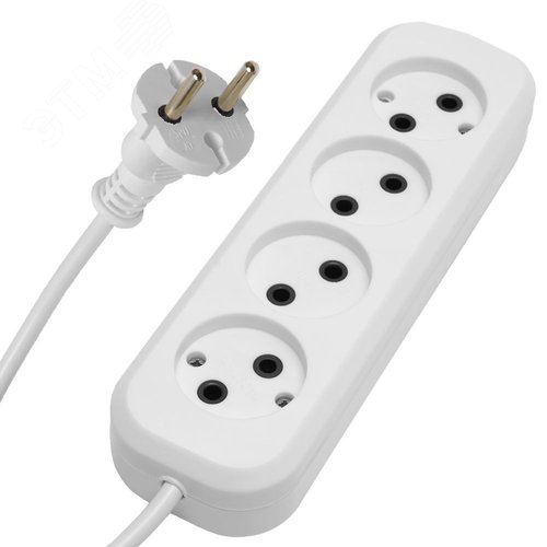 Изображение товара Удлинитель 4-местный б/з 2x0.75 3м 250В 10А HM01-40-03 У10-429 белый STEKKKER (шт)