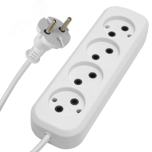 Изображение товара Удлинитель 4-местный б/з 2x0.75 5м 250В 10А Home HM01-40-05 У10-429 белый (шт)