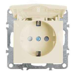 Изображение товара Розетка одноместная (механизм) с/з с крышкой, 250В, 16А серия Эрна, слоновая кость Stekker (шт)