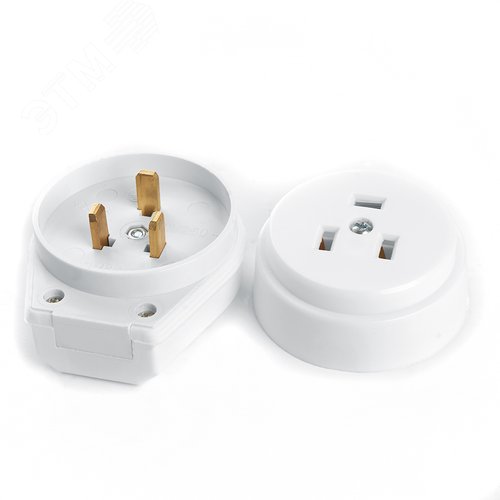 Изображение товара Вилка с розеткой разборные открытой установки для плит с/з 250 В 32 А белый (шт)