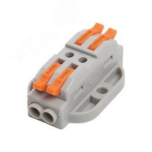 Изображение товара Клемма монтажная для фазных проводников, 2 контактные группы (1 ввод, 1 вывод на полюс) (шт)