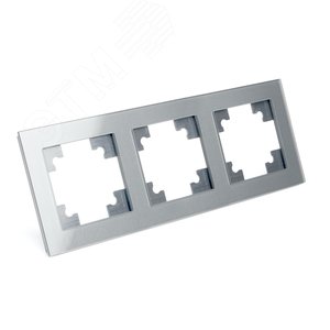 Изображение товара Рамка трехместная горизонтальная, Катрин, серебро, (шт)