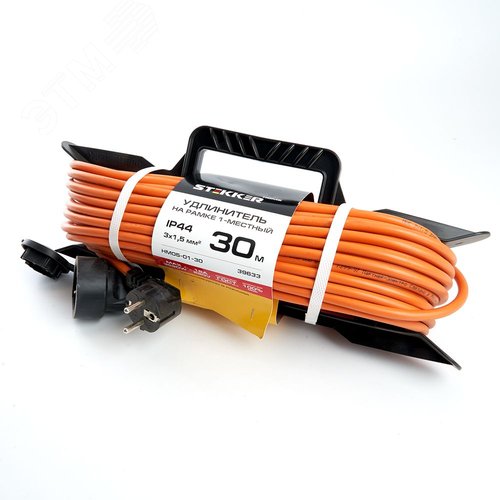 Изображение товара Удлинитель бытового назначения на рамке 1 гнездо 3*1.5 оранжевый 30м HM05-01-30 US1 (шт)