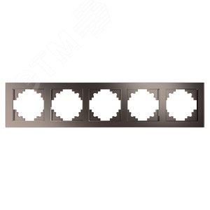 Рамка пятиместная горизонтальная, стекло, серия Катрин, шоколад Stekker GFR00-7005-04 39640 STEKKER