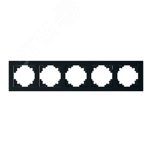 Изображение товара Рамка пятиместная горизонтальная, стекло, Катрин, черный Stekker (шт)