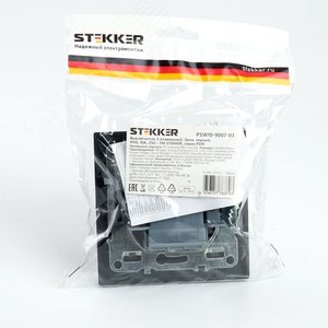Выключатель трехклавишный, 250В, 10А, серия Эрна, черный Stekker PSW10-9007-03 39924 STEKKER - 6
