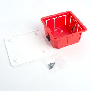 EBX30-02-1-20-92 Коробка монтажная для полых стен, с пластиковыми зажимами, с крышкой, 92*92*45мм, IP20, красный (GE41022) EBX30-02-1-20-92 49007 STEKKER - 3