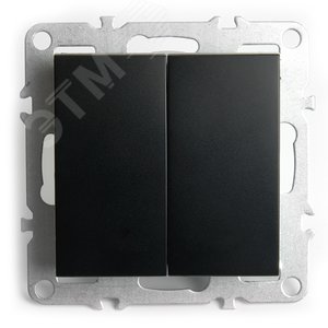 Изображение товара Выключатель двухклавишный (механизм) серия Эрна черный STEKKER (шт)