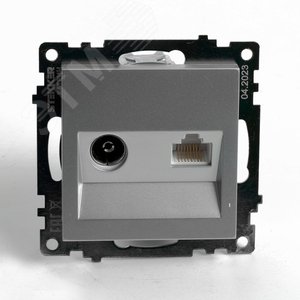 Изображение товара Розетка TV + компьютерная RJ-45 (механизм) серия Катрин серебро STEKKER (шт)