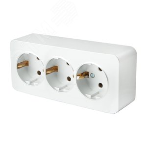 Изображение товара Розетка трехместная с/з 250В 10А серия София белый STEKKER (шт)