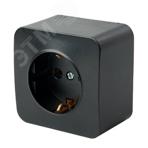 Изображение товара Розетка одноместная с/з 250В 10А серия София черный STEKKER (шт)