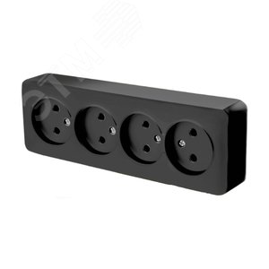 Изображение товара Розетка четырехместная б/з 250В 10А серия София черный STEKKER (шт)