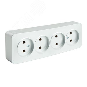 Изображение товара Розетка четырехместная б/з 250В 10А серия София серебро STEKKER (шт)