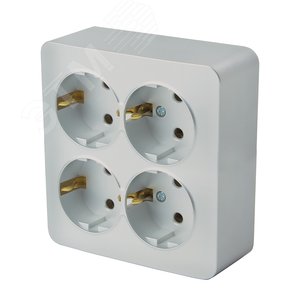 Изображение товара Розетка четырехместная квадратная с/з 250В 10А серия София серебро STEKKER (шт)