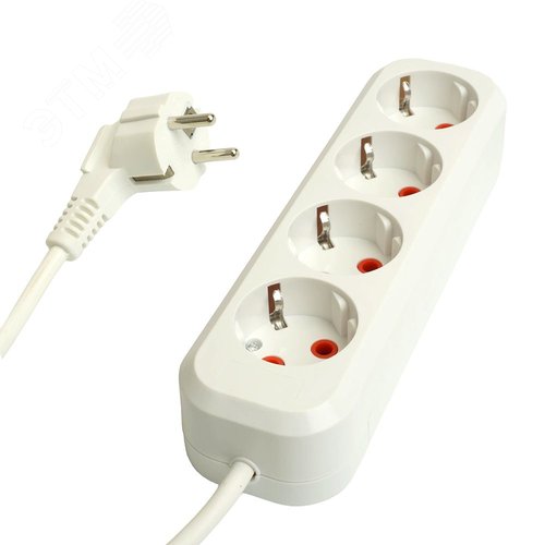 Изображение товара Удлинитель 4-местный c/з 3x1мм2 5м 250В 16А Home HM06-40-05 белый (шт)