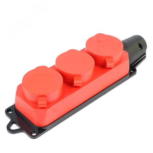 Изображение товара Розетка переносная 3-местная c/з каучук серия Одри RST16-23-44-3 (РП 16-334) красный STEKKER (шт)