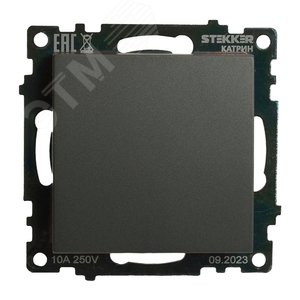 Изображение товара Выключатель одноклавишный (механизм) серия Катрин графит STEKKER (шт)