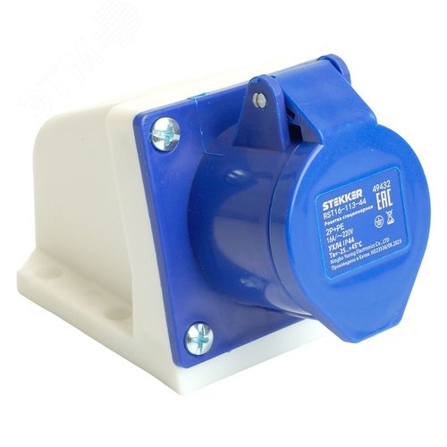 Изображение товара Розетка стационарная ST-113 16А 220В 2P+PE IP44 RST16-113-44 STEKKER (шт)