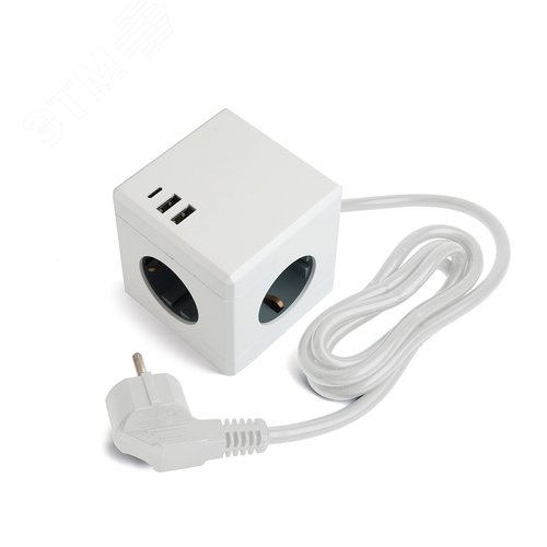 Изображение товара Удлинитель 3-местный с/з 3x1мм2 1.5м 250В 16А 2USB+1С 5V 3.1А Comfort белый (шт)