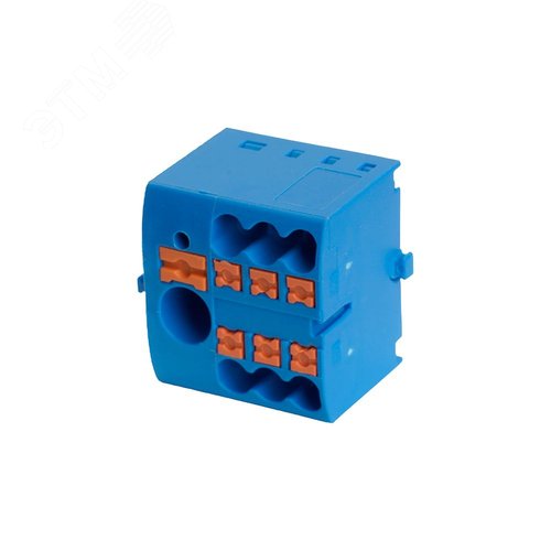 Изображение товара Зажим блок распределительный РТ на 6 точек 2,5мм2 690в 41А интегрованное питание 1 точка синий STEKKER (шт)