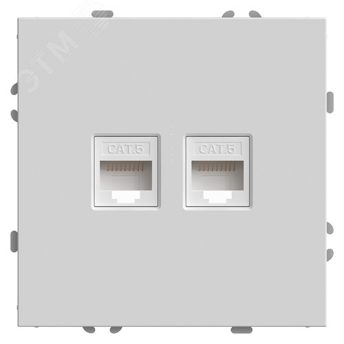 Изображение товара Розетка компьютерная 2-местная RJ-45 (механизм), серия Эмили, белый фарфор, soft touch (шт)