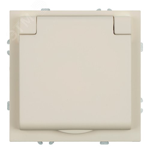 Изображение товара Розетка 1-местная с крышкой с защитной шторкой с/з (механизм) 250В 16А кашемир soft touch серия Эмили STEKKER (шт)
