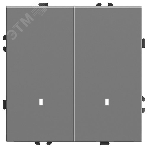 Изображение товара Выключатель 2-клавишный c индикатором (механизм), 250В, 10А, серия Эмили,платиново-серый soft touch STEKKER (шт)