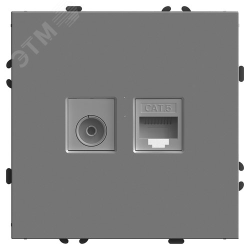 Изображение товара Розетка TV + компьютерная RJ-45 серия Эмили,платиново-серый soft touch STEKKER (шт)