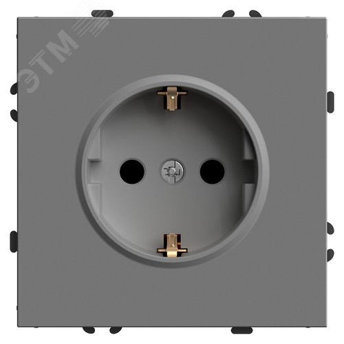 Изображение товара Розетка 1-местная с защитной шторкой с/з (механизм), 250В, 16А, серия Эмили, платиново-серый, soft t (шт)