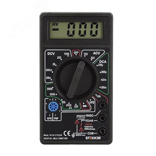 Изображение товара Мультиметр цифровой 1999 отсчетов черный (шт)