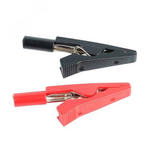 Изображение товара Комплект зажимов крокодил,медь,красный/черный (шт)