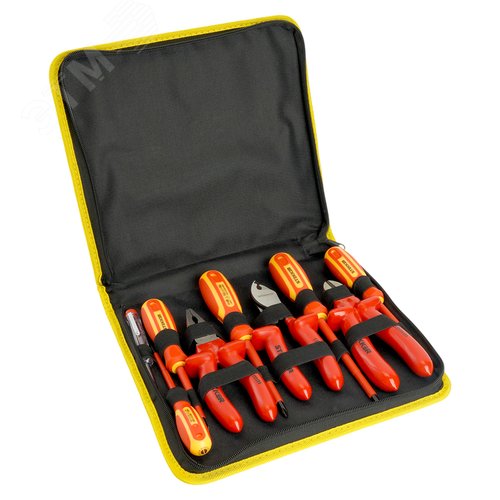 Изображение товара Набор диэлектрических инструментов 8 предметов + тестер напряжения (шт)