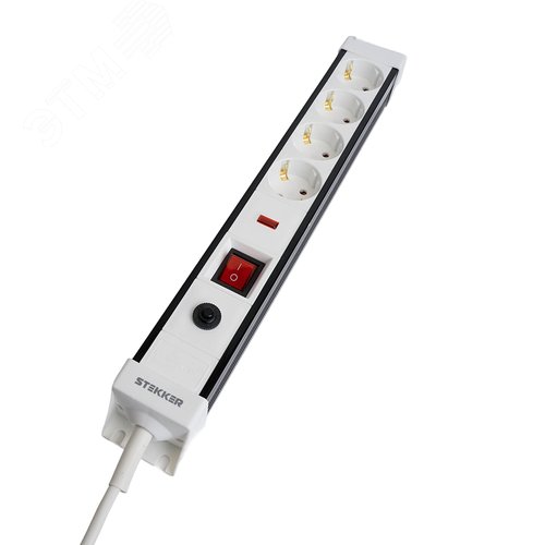 Изображение товара HM22-41-03 Сетевой фильтр 4-местный с/з 3x1мм2 3 м 250В 16А серия Techno белый STEKKER (шт)