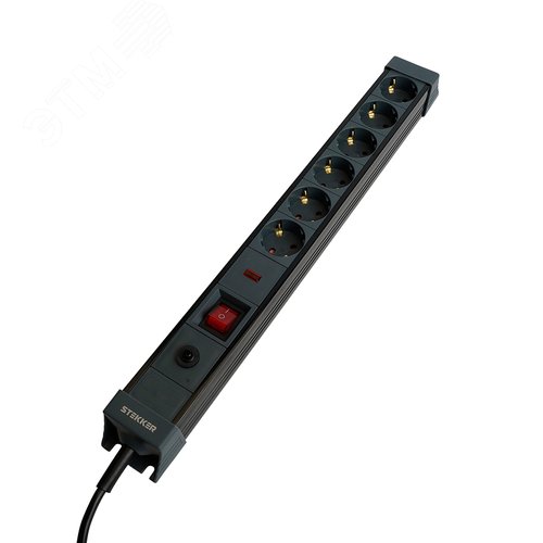 Изображение товара Фильтр сетевой 6-местный с/з 3x1 мм2 3 м 250 В 16 А черный HM22-61-03 (шт)