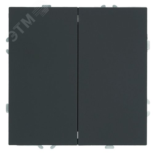 Изображение товара Переключатель 2-клавишный (механизм) СЗК 250В 10А черный уголь soft touch серия Эмили STEKKER (шт)