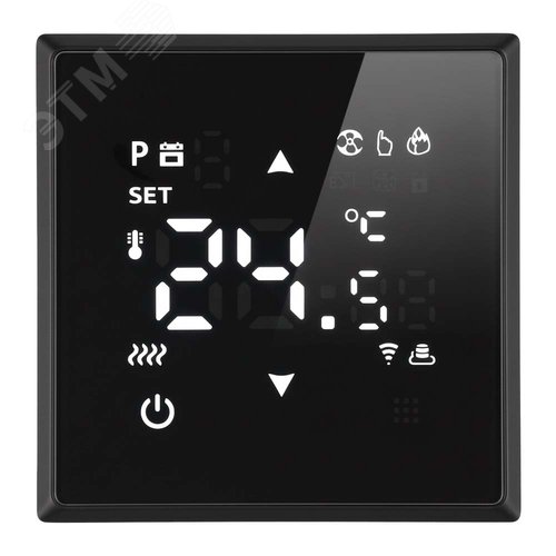 Изображение товара Терморегулятор Wi-Fi (механизм) 250В 3500Вт серия Эмили черный уголь soft touch STEKKER (шт)