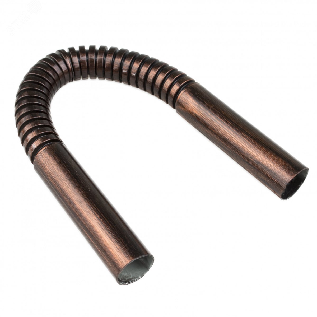 Изображение товара Угол соединительный плавный гофрированный ПВХ медный 20 мм Россия