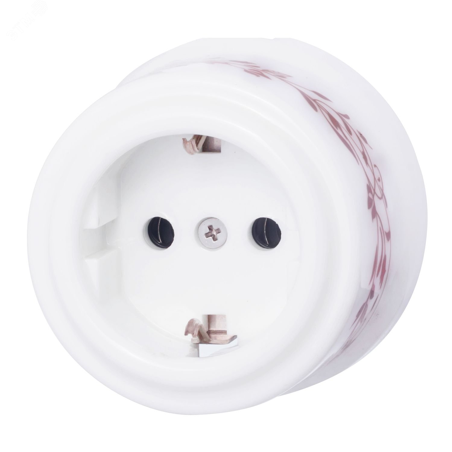 Изображение товара Розетка силовая с заземлением Bironi, керамика, белый цвет, IP 20