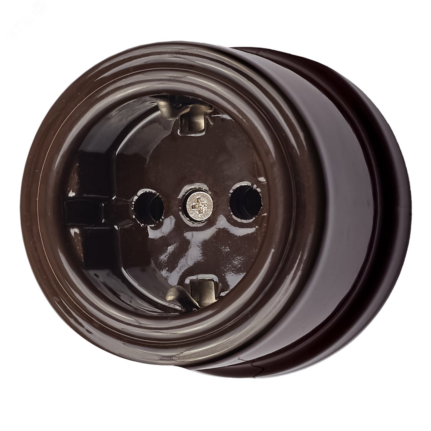 Изображение товара Розетка Лизетта с заземлением Bironi коричневая