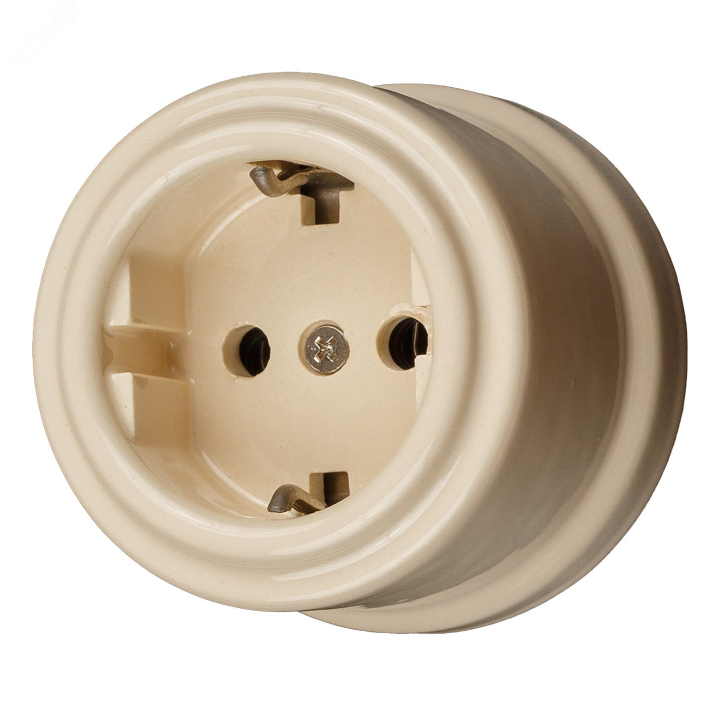 Изображение товара Ретро розетка Лизетта с заземлением из керамики золотой Bironi