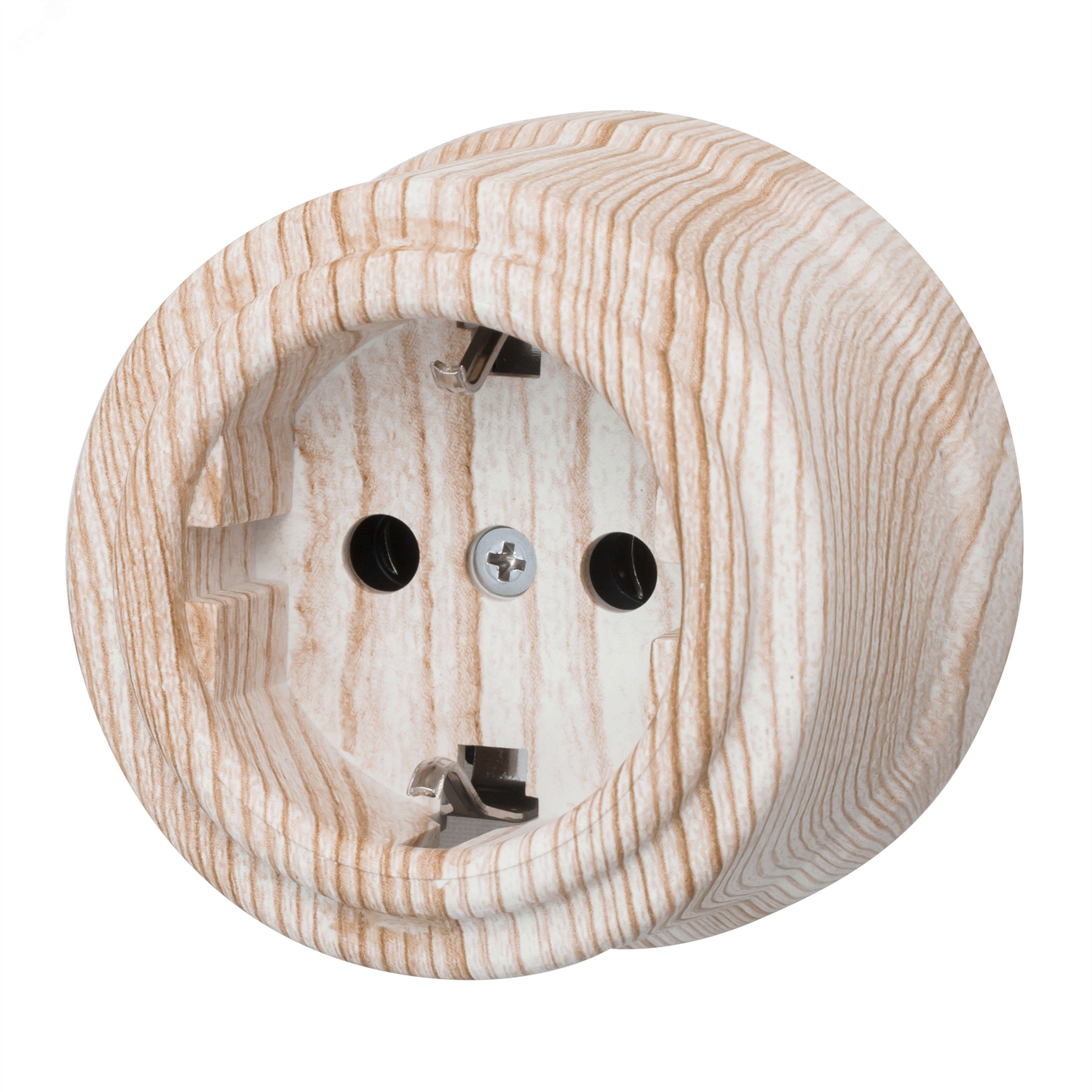 Изображение товара Розетка с заземлением серия Лизетта Bironi пластиковая цвет Караельская Сосна