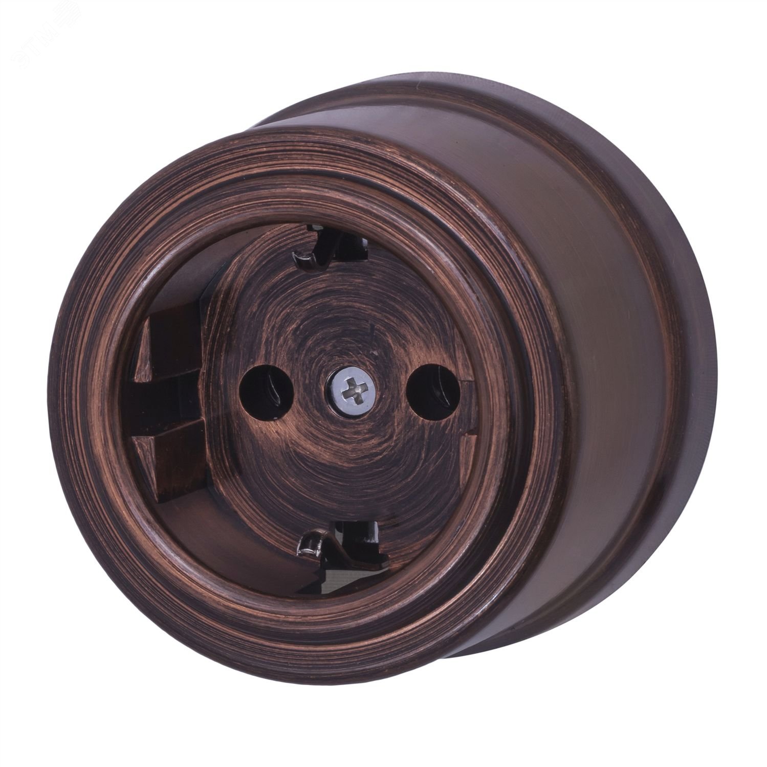 Изображение товара Ретро розетка с заземлением Bironi пластиковая красно-черная для наружного монтажа