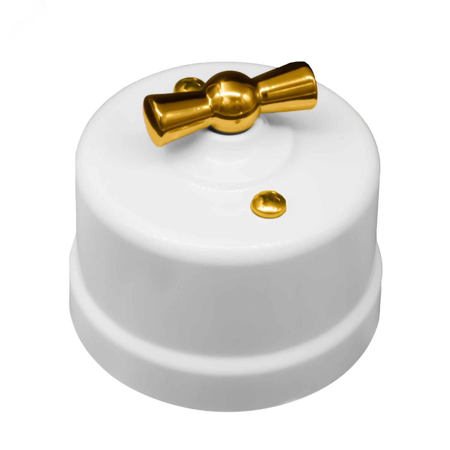 Изображение товара Выключатель Лизетта 1-кл. пластиковый белый с золотом