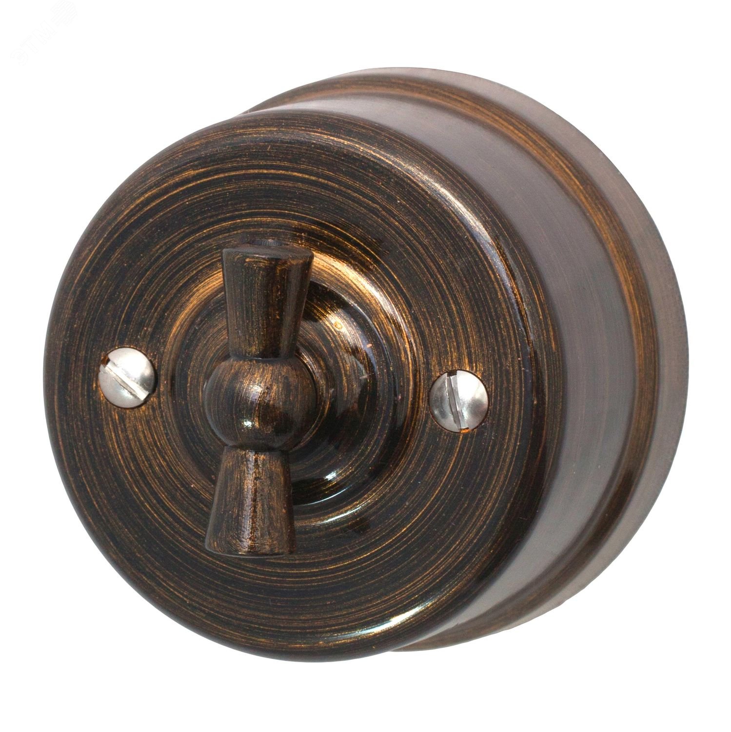 Изображение товара Двухклавишный выключатель Bironi бронзовый накладной IP20