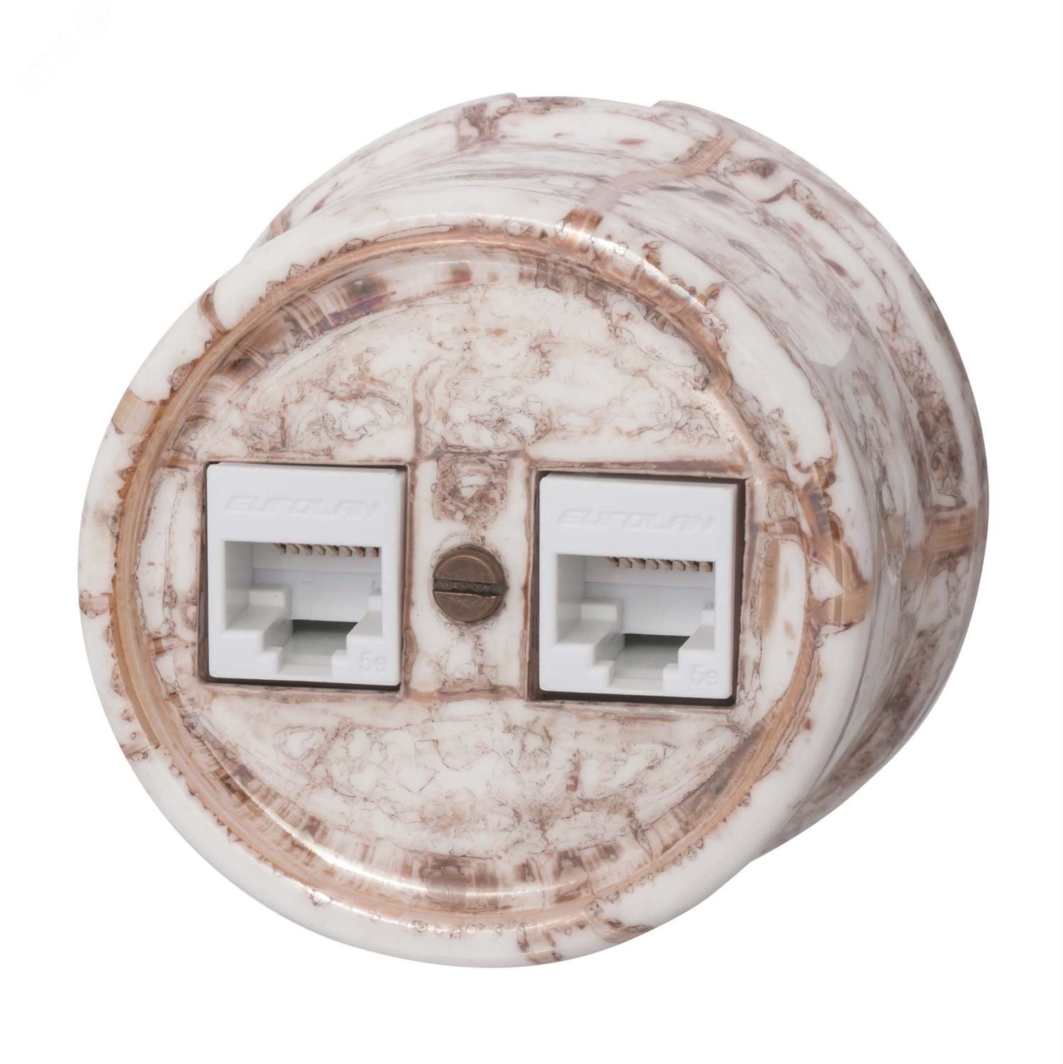 Изображение товара Розетка Лизетта RJ45 двойная керамика цвет мрамор