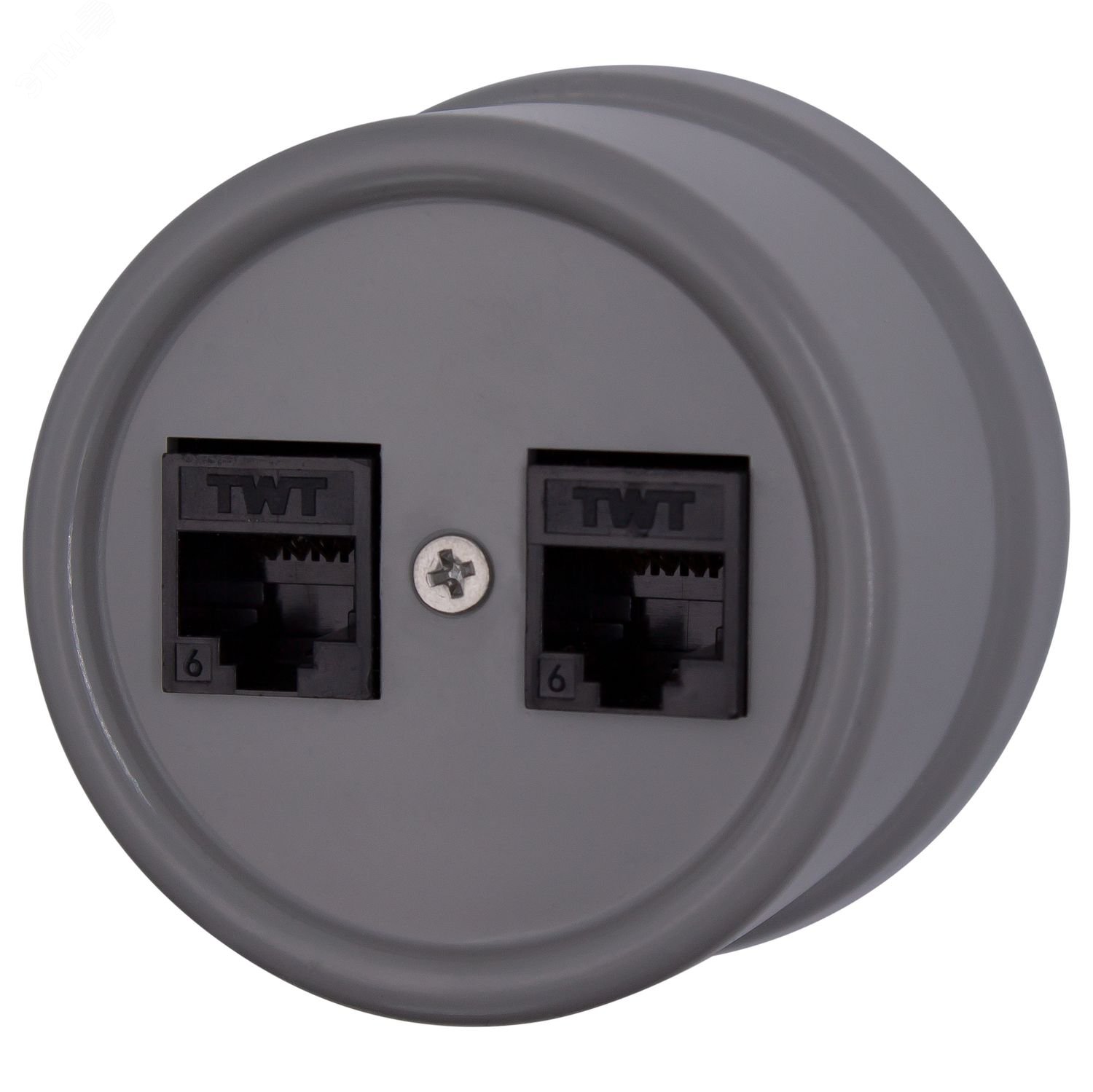 Изображение товара Розетка информационная Bironi Лизетта RJ45 двойная Титан для наружного монтажа