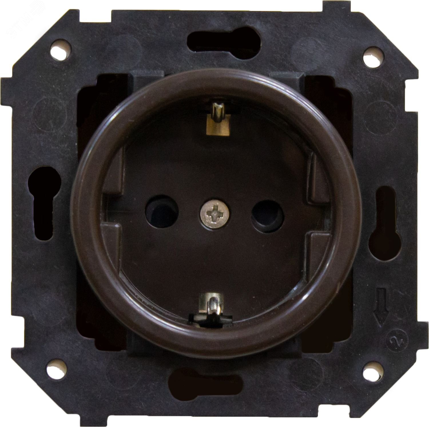 Изображение товара Розетка Шедель с заземлением для скрытого монтажа Коричневая