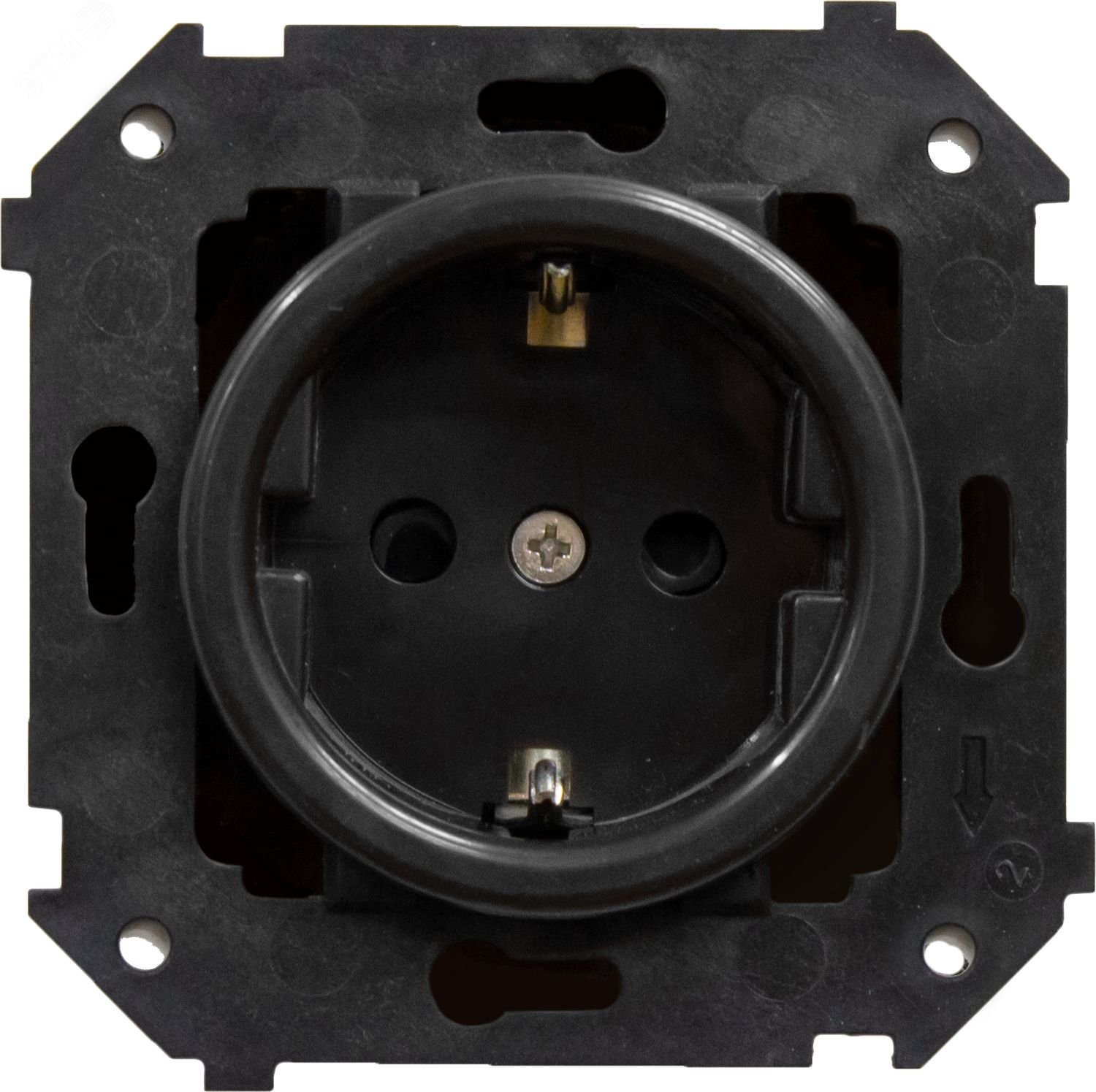 Изображение товара Розетка с заземлением Bironi для скрытого монтажа Черный